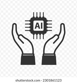 Vector illustration of maintain AI technology icon in dark color and transparent background(png).