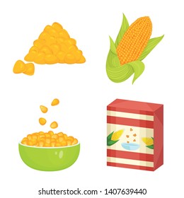 Vector illustration of maize and food icon. Set of maize and crop stock symbol for web.