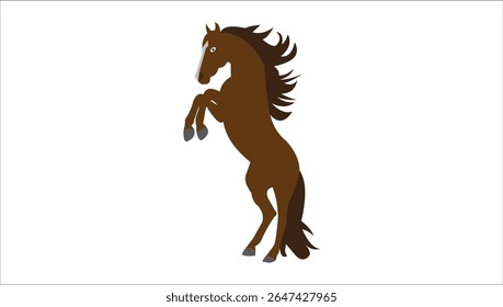 "Ilustração vetorial de um majestoso cavalo marrom em perfil lateral. Design elegante e detalhado que mostra a musculatura do cavalo, a juba fluente e a postura forte. Perfeito para temas equestres, fazenda