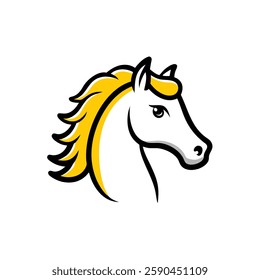  Vector Illustration of a Majestic White Horse with Bright Yellow Mane