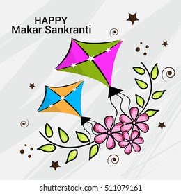 Vector illustration of Makar Sankranti Banner with Colorful Kite.