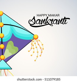 Imagen vectorial de la bandera Makar Sankranti con cometa colorida.