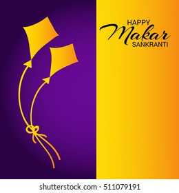 Vector illustration of Makar Sankranti Banner with Colorful Kite.