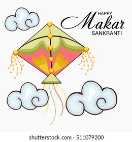 Vector illustration of Makar Sankranti Banner with Colorful Kite.