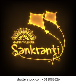 Vector illustration of Makar Sankranti Banner with Stylish Text.