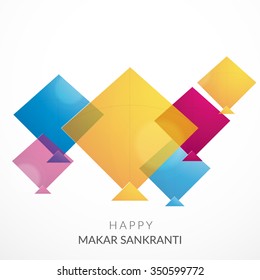 Vector illustration Makar Sankranti harvest festival celebration in India with colorful kites flying in the sky.