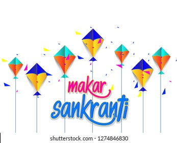 Vector illustration of  Makar Sankranti holiday India festival background 