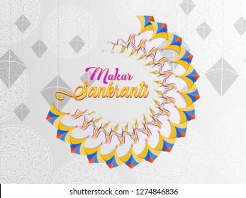 Vector illustration of  Makar Sankranti holiday India festival background 