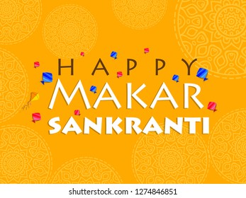 Vector illustration of  Makar Sankranti holiday India festival background 