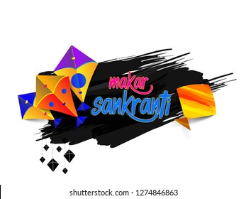 Vector illustration of  Makar Sankranti holiday India festival background 