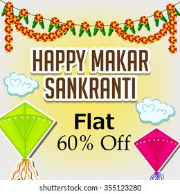 vector illustration of Makar Sankranti offer background. 