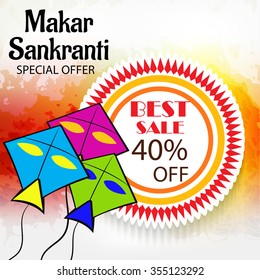 vector illustration of Makar Sankranti offer background. 