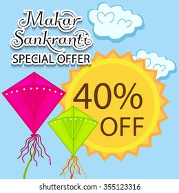 vector illustration of Makar Sankranti offer background. 