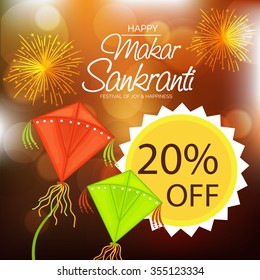 vector illustration of Makar Sankranti offer background. 