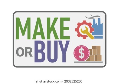 Vector illustration of Make or buy of product concept 