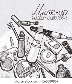vector illustration of make up collection