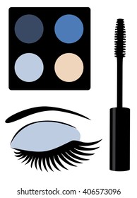 vector illustration of make up mascara and eye with long lashes
