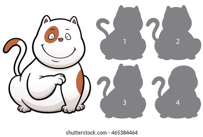Vector Illustration of make the right choice and connect shadow matching - Cat