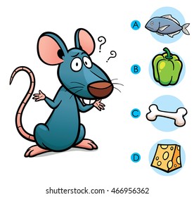 Vector Illustration of make the right choice connect animal with their food - Rat