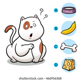 Vector Illustration of make the right choice connect animal with their food - Cat