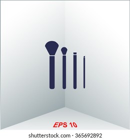 Vector illustration of make-up brushes icon. 