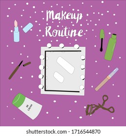 Vector illustration of makeup essentials.