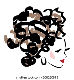 Vector illustration of  makeup fashion faces