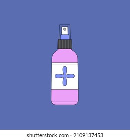 Vector illustration of makeup fixer in spray. Beauty products and online shopping. Korean cosmetics. Can be used as illustration in magazine, banner, social media, highlights, typographic design