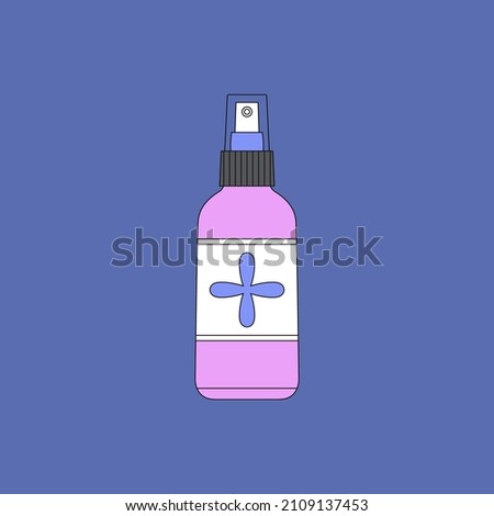 Vector illustration of makeup fixer in spray. Beauty products and online shopping. Korean cosmetics. Can be used as illustration in magazine, banner, social media, highlights, typographic design