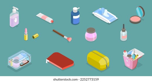 Vector Illustration of Makeup Items Set, Cosmetics and Skincare