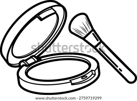 Vector illustration of a makeup powder compact with a brush
