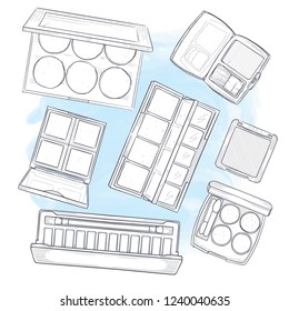 Vector illustration of makeup products