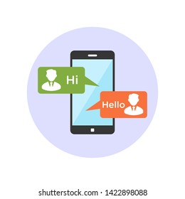 Vector illustration of making friends with social media platform. Smartphone chat app service. Networking and virtual communication with smartphone app.