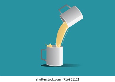 Vector Illustration Of Making Milk Tea Or 