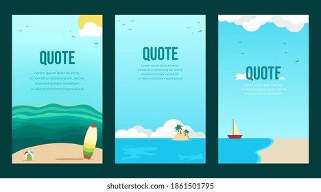 Ilustración vectorial para hacer citas que pueden ser usadas como afiches o estatus en medios sociales con un tema de playa