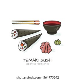 Vector illustration of Makizushi. All objects are conveniently grouped and easily editable