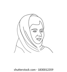 Vector illustration of Malala Yousafzai. Pakistani activist for women's education and youngest, Nobel Prize