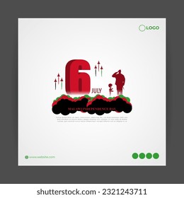 Vector illustration of Malawi Independence Day 6 July social media story feed mockup template
