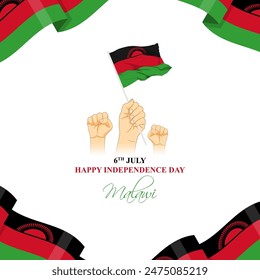 Vector illustration of Malawi Independence Day social media feed template