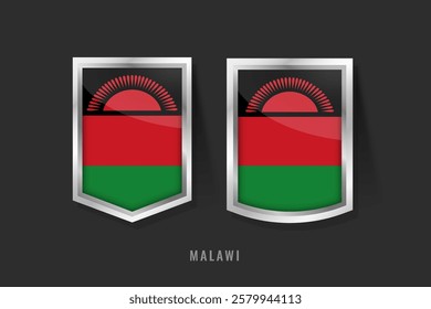 Vector Illustration of Malawi Label Logo. Malawi Badge Sign With Flag in Badges set.