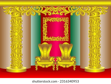 Vector illustration of a Malay traditional wedding altar