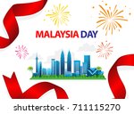 Vector Illustration of Malaysia flag and city of Kuala Lumpur for Malaysia Day