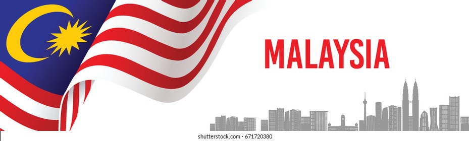 Vector illustration of Malaysia flag and Kuala Lumpur City