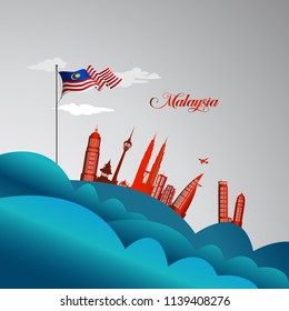 Vector illustration malaysia flag and  malaysia sign. Banner, Broucher or templet art element.