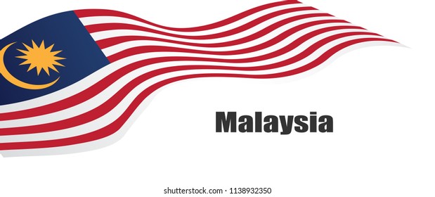 Vector illustration malaysia flag with Malaysia  text.
