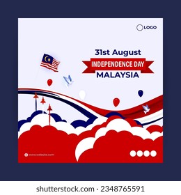 Vector illustration of Malaysia Independence Day social media story feed mockup template