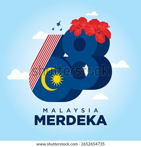 Vector illustration. Malaysia Independence Day, 31 August. Malaysia day banner and poster design for social media and print media