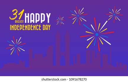 Vector illustration for Malaysia National Day,31 August design template for poster, banner, flayer, greeting,invitation card.Independence day card. 