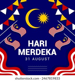 Vector illustration of Malaysian Independence celebrated on August 31st. design for greeting cards, posters, banners, social media