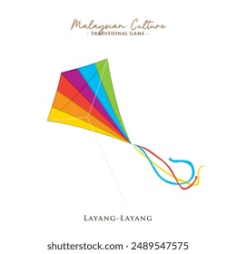 Vector illustration of Malaysian traditional game, Layang-Layang. Layang-Layang is popular game in Malaysia.